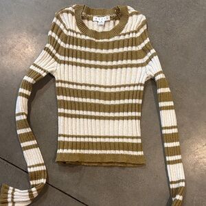 HYFVE Olive and Cream Striped Sweater
